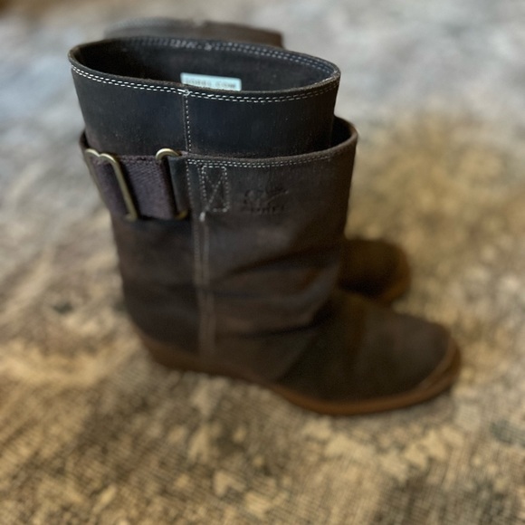 Sorel Toronto Brown Leather Mid Calf Winter Snow Wedge Boot Women's Size 7.5 - Picture 2 of 9